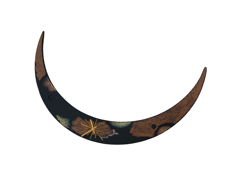 Slate crescent moon clock on its back