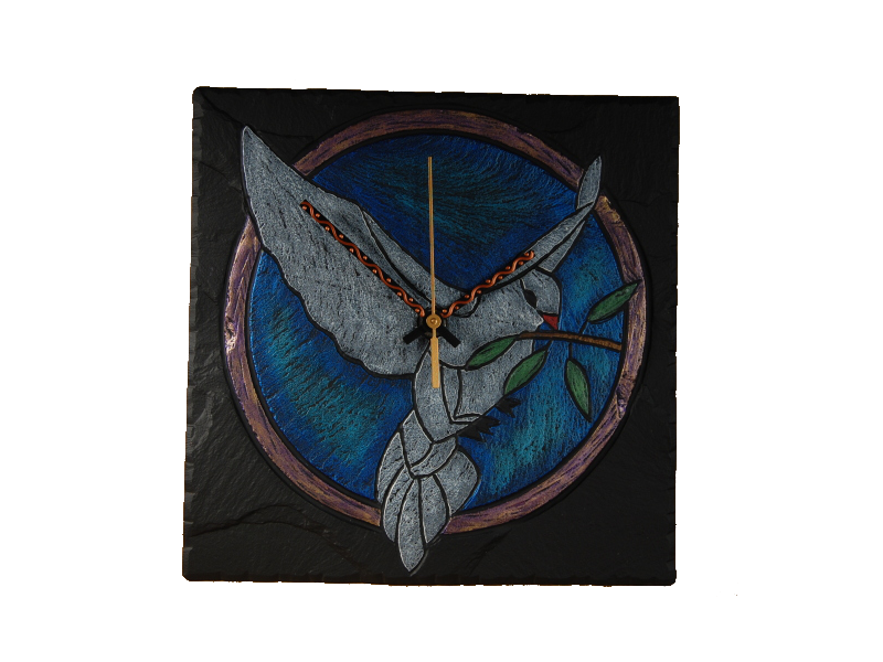 slate clock dove of peace