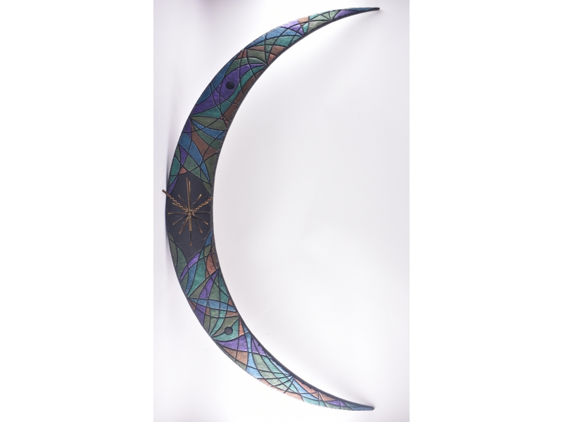 Slate crescent moon clock