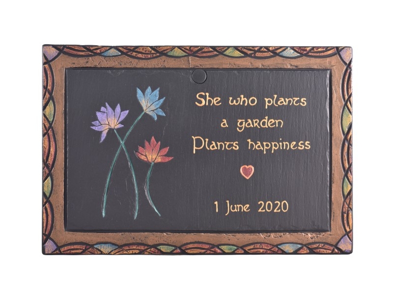 `Garden Plaque with flower motifs and saying