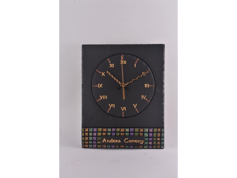 Slate clock with inscription