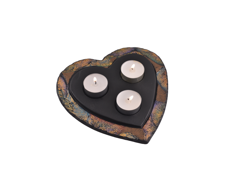 slate heart-shaped tealight holder