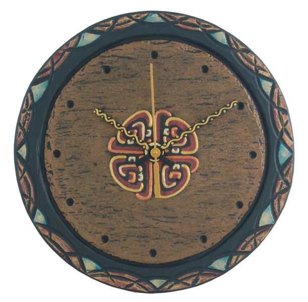 round slate clock with celtic knot