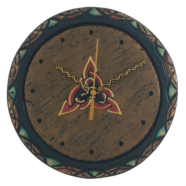 round slate clock with celtic trinity