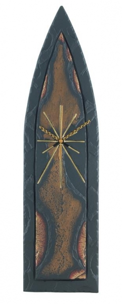 Gothic slate clock with gold and bronze