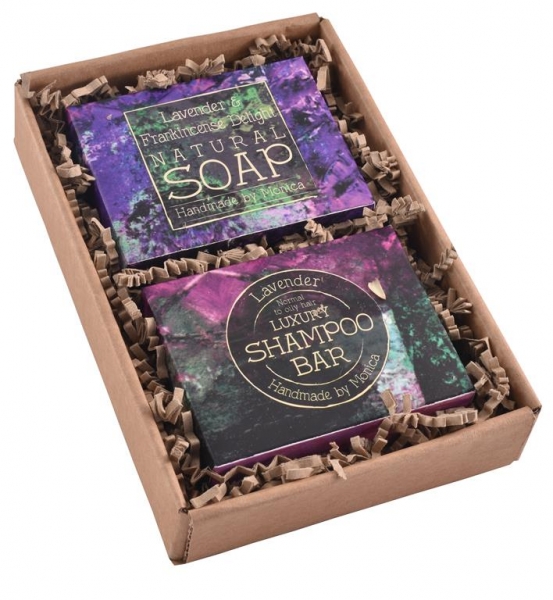 Lavender soap and shampoo bar gift set