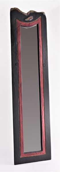 Portrait slate mirror with red band