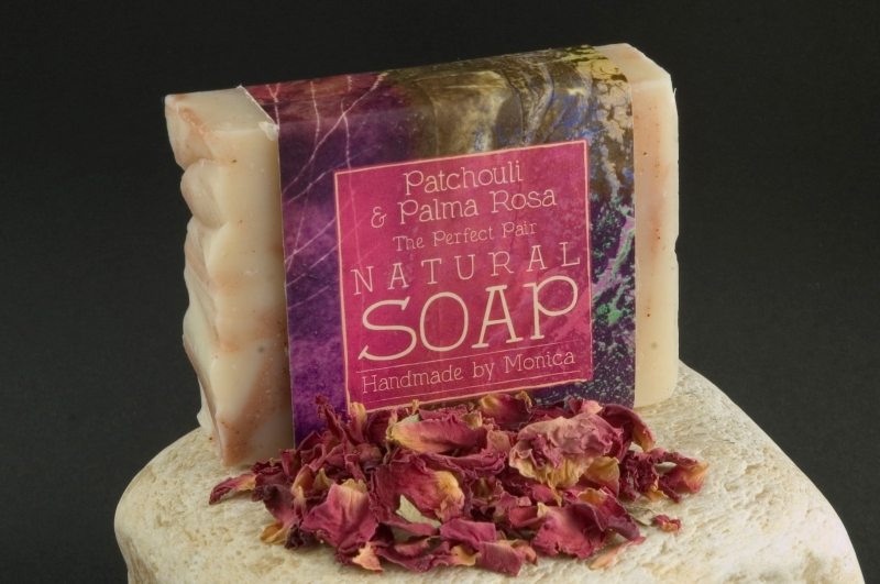 Palm Free Natural Handmade Soap 'Patchouli & Palma Rosa with Rose Clay'