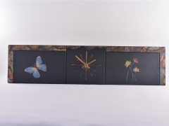 Butterfly and flowers on slate clock