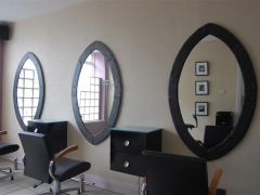 oval mirrors desigend and made for hair salon by heartworks