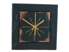 image slate square clock gold edge